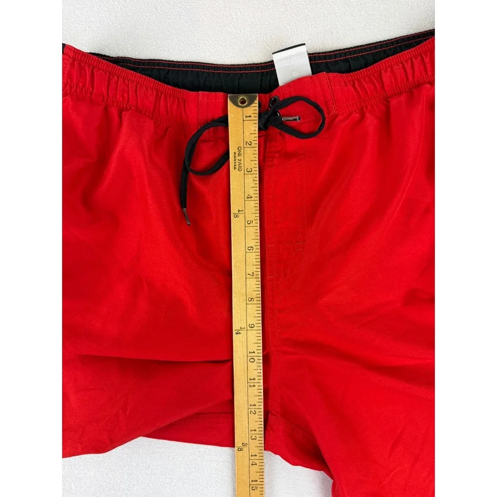 Nike Swim Trunks Mens XL Red Black‎ Board Shorts Mesh Lined Drawstring Logo